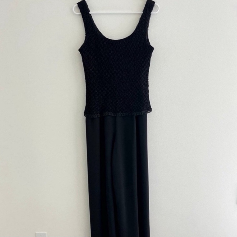 Vintage 90s J.R Nites Smocked Layered Black Wide Leg Jumpsuit 8